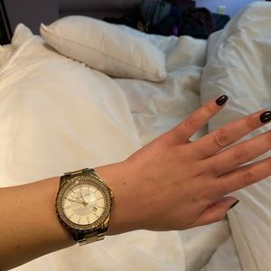 MICHAEL KORS GOLD WATCH WITH DIAMOND RHINESTONES